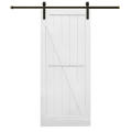 Traditional pre-finished sliding HDF barn doors for closet room with black hardware